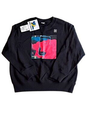 NWT Uniqlo KAWS x Warhol Kids Graphic Sweatshirt 5-6 Black 100% Cotton